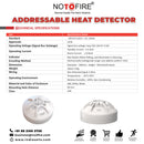NOTOFIRE® Addressable Heat Detector | Fixed Temperature & Rate-of-Rise | 2-Wire Non-Polarized Signal | Simple Electronic Addressing