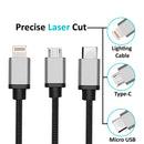 Valuecon 3 in 1 Cable Ultra Fast Sync Data & Charging Cable -1.2 Meter with 6 Months Warranty Valuecon®️