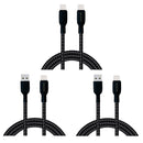 Type C USB Cable | Extra Rugged  - 3 Sizes in 1 Pack: 1 foot + 3 feet + 6 feet - High-Speed Data Transfer & Fast Charging for Oneplus, Samsung, Oppo, Realme & other Smart Phones - Nylon Braided Jacket
