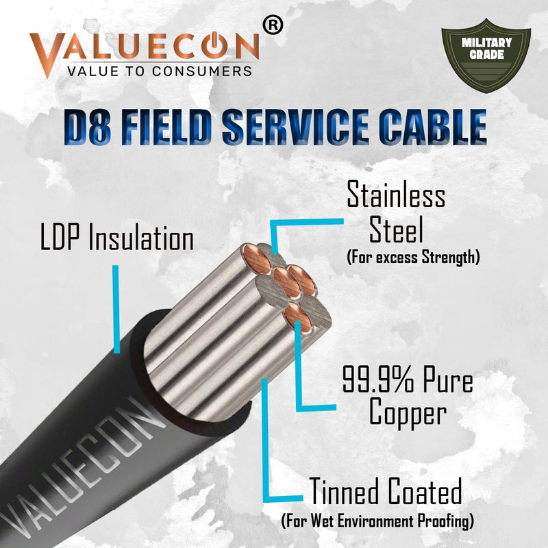 VALUECON Male Female Socket Extension Cables for Christmas and Diwali lights / decorative lighting | general purpose D8 Service Cable | Drop Wire | 100 Feet