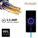 Type C USB Cable | Extra Rugged  - 3 Sizes in 1 Pack: 1 foot + 3 feet + 6 feet - High-Speed Data Transfer & Fast Charging for Oneplus, Samsung, Oppo, Realme & other Smart Phones - Nylon Braided Jacket