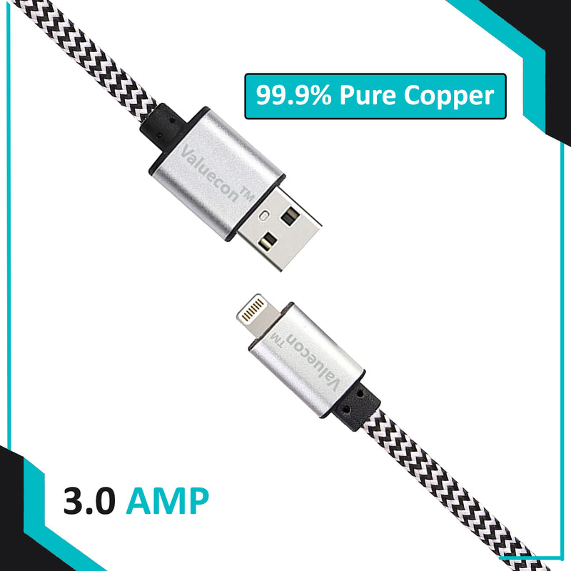 Valuecon iPhone Lightning Cable Ultra Fast Sync Data & Charging Cable -1 Meter with 6 Months Warranty Valuecon®️