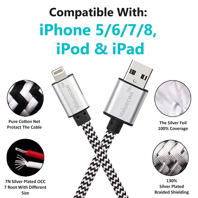 Valuecon iPhone Lightning Cable Ultra Fast Sync Data & Charging Cable -1 Meter with 6 Months Warranty Valuecon®️