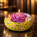 Printed Urli Floral Scented Candle, 150ml Natural Soy Wax, Velvet Rose Fragrance, 20 Hours Burn Time, Premium Metal Decorative Candle for Diwali, Home Décor, Festive Gifting (4 × 4 Inches)
