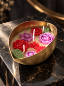 Boat Urli Floral Scented Candle for Home Décor, 150ml Natural Soy Wax, 20 Hours Burn Time, Premium Metal Decorative Candle for Diwali, Festive Décor, Housewarming & Gifting (5 × 4 Inches)