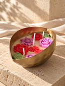 Boat Urli Floral Scented Candle for Home Décor, 150ml Natural Soy Wax, 20 Hours Burn Time, Premium Metal Decorative Candle for Diwali, Festive Décor, Housewarming & Gifting (5 × 4 Inches)