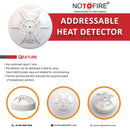 NOTOFIRE® Addressable Heat Detector | Fixed Temperature & Rate-of-Rise | 2-Wire Non-Polarized Signal | Simple Electronic Addressing