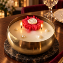 Premium Metal Urli Scented Candle with Sandalwood Fragrance, 140ml Natural Soy Wax, 20 Hours Burn Time, Decorative Floral Candle for Home Décor, Diwali, Festive Gifting & Housewarming (4 × 4 Inches)