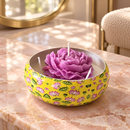 Printed Urli Floral Scented Candle, 150ml Natural Soy Wax, Velvet Rose Fragrance, 20 Hours Burn Time, Premium Metal Decorative Candle for Diwali, Home Décor, Festive Gifting (4 × 4 Inches)