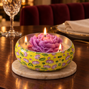 Printed Urli Floral Scented Candle, 150ml Natural Soy Wax, Velvet Rose Fragrance, 20 Hours Burn Time, Premium Metal Decorative Candle for Diwali, Home Décor, Festive Gifting (4 × 4 Inches)