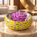 Printed Urli Floral Scented Candle, 150ml Natural Soy Wax, Velvet Rose Fragrance, 20 Hours Burn Time, Premium Metal Decorative Candle for Diwali, Home Décor, Festive Gifting (4 × 4 Inches)