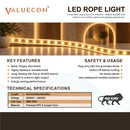 VALUECON LED Rope Light 45 Meter, Warm White, 120 LEDs Per Meter, IP65 Waterproof Flexible Decorative Strip Light for Home, Balcony, Stairs, Terrace, Shop & Outdoor Decoration, 1 Year Warranty