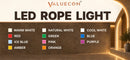 VALUECON LED Rope Light 45 Meter, Warm White, 120 LEDs Per Meter, IP65 Waterproof Flexible Decorative Strip Light for Home, Balcony, Stairs, Terrace, Shop & Outdoor Decoration, 1 Year Warranty