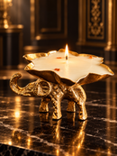 Royal Golden Elephant Urli Candle – Lavender Scented Natural Soy Wax Candle | Luxury Diwali Gift & Premium Festive Home Décor