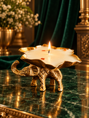 Royal Golden Elephant Urli Candle – Lavender Scented Natural Soy Wax Candle | Luxury Diwali Gift & Premium Festive Home Décor