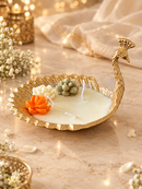 Royal Golden Peacock 3-Wick Luxury Candle Premium Diwali Decorative & Gifting Candle