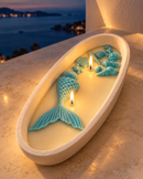 Mermaid Boat Candle | Premium Concrete Candle with Natural Soy Wax & Velvet Rose Fragrance | Home Décor & Gifting