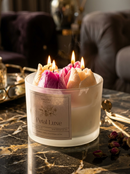 Petal Luxe Floral Scented Candle | Natural Soy Wax | Premium Glass Jar | Floral Velvet Fragrance | 30 Hours Burn Time | Decorative Candle for Home Décor, Diwali & Gifting | 5 × 5 Inches