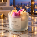 Petal Luxe Floral Scented Candle | Natural Soy Wax | Premium Glass Jar | Floral Velvet Fragrance | 30 Hours Burn Time | Decorative Candle for Home Décor, Diwali & Gifting | 5 × 5 Inches