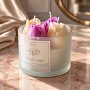 Petal Luxe Floral Scented Candle | Natural Soy Wax | Premium Glass Jar | Floral Velvet Fragrance | 30 Hours Burn Time | Decorative Candle for Home Décor, Diwali & Gifting | 5 × 5 Inches