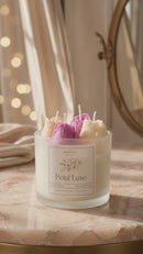 Petal Luxe Floral Scented Candle | Natural Soy Wax | Premium Glass Jar | Floral Velvet Fragrance | 30 Hours Burn Time | Decorative Candle for Home Décor, Diwali & Gifting | 5 × 5 Inches