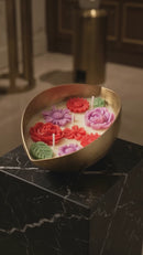 Boat Urli Floral Scented Candle for Home Décor, 150ml Natural Soy Wax, 20 Hours Burn Time, Premium Metal Decorative Candle for Diwali, Festive Décor, Housewarming & Gifting (5 × 4 Inches)