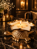 Royal Golden Tortoise Urli Candle – Luxury Floral Rose Scented Natural Soy Wax Decorative Candle for Home Décor & Diwali Gifting