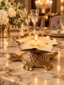 Royal Golden Tortoise Urli Candle – Luxury Floral Rose Scented Natural Soy Wax Decorative Candle for Home Décor & Diwali Gifting