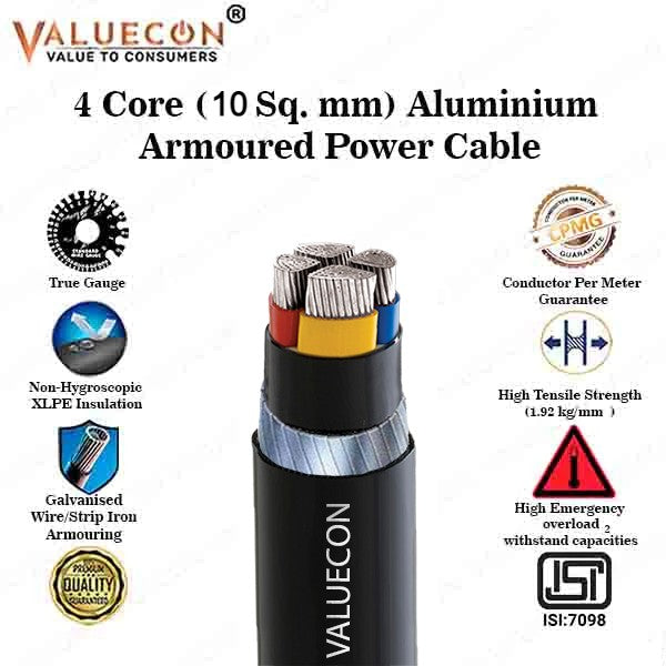 Valuecon 10 Sq. mm 4 Core Aluminium Armoured Power Cable