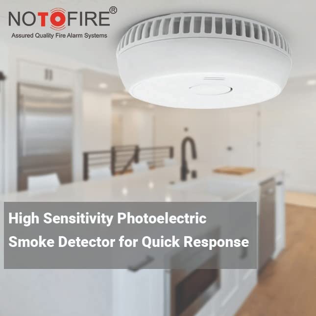 NOTOFIRE Independent Smoke Detector Battery Operated High Sensitivity Wireless Alarm (Photoelectric)