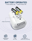 NOTOFIRE© NF-211Carbon Monoxide (CO) detector | Carbon monoxide warning sensor with alarm signal, LED display & Replaceable AA batteries | Long 7-Year Life