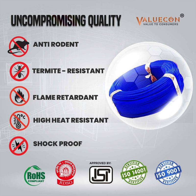 Valuecon FR-LF PVC Insulated 0.5 Sq.mm Single Core Flexible Copper Wire | IS 694:2010 Approved Cables | LEAD FREE | Home Electric Wire 90 Meters with 10 Years Warranty| Red colour (0.5 Sq.mm) Valuecon ®️