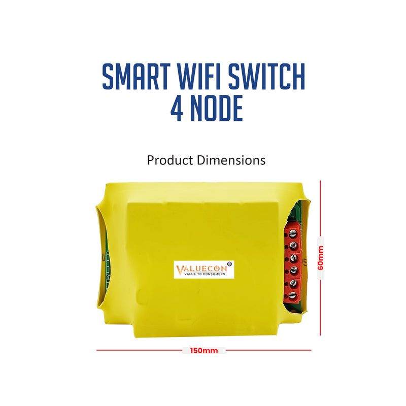 Valuecon Smart Wifi Switch - 4 node (gang) | Compatible With Alexa & Google Home | Smart Home Solution Indiasells.com