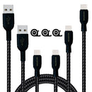 Type C USB Cable | Extra Rugged  - 3 Sizes in 1 Pack: 1 foot + 3 feet + 6 feet - High-Speed Data Transfer & Fast Charging for Oneplus, Samsung, Oppo, Realme & other Smart Phones - Nylon Braided Jacket