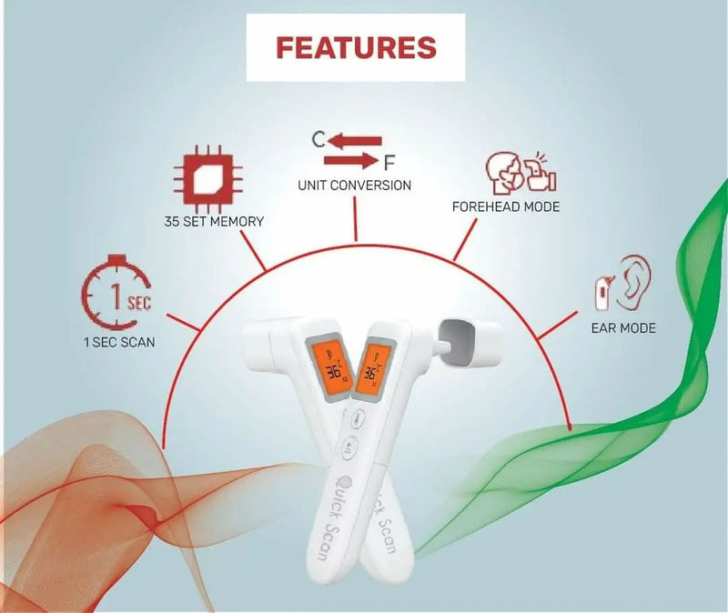 Quick Scan Non Contact Digital Infrared Thermometer with Ear Mode - 1 Year Warranty - Made in India Valuecon®