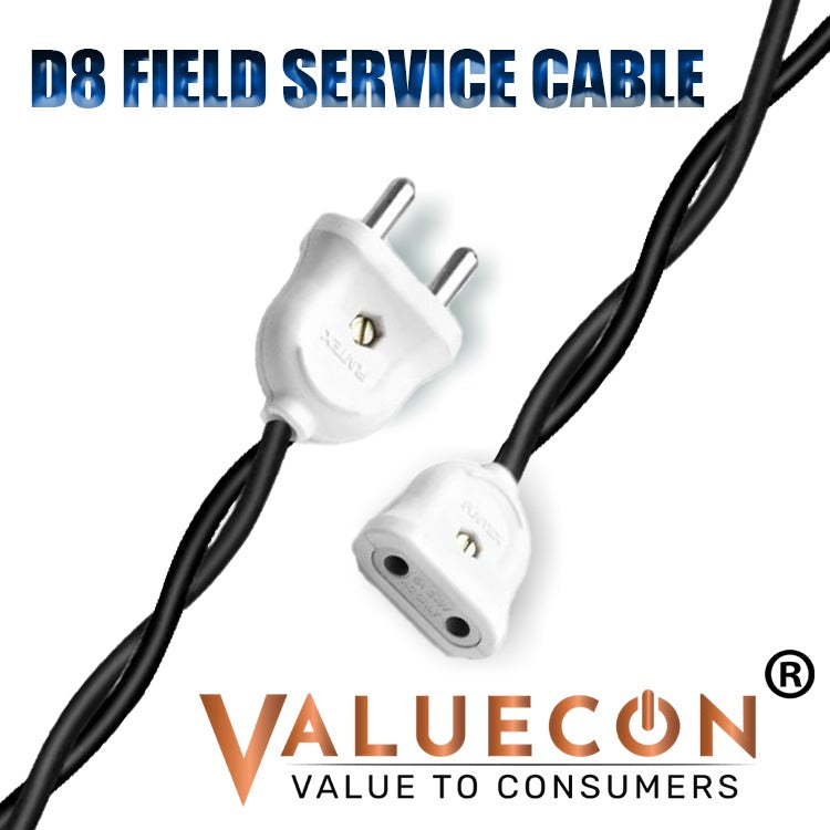 VALUECON Male Female Socket Extension Cables for Christmas and Diwali lights / decorative lighting | general purpose D8 Service Cable | Drop Wire | 100 Feet