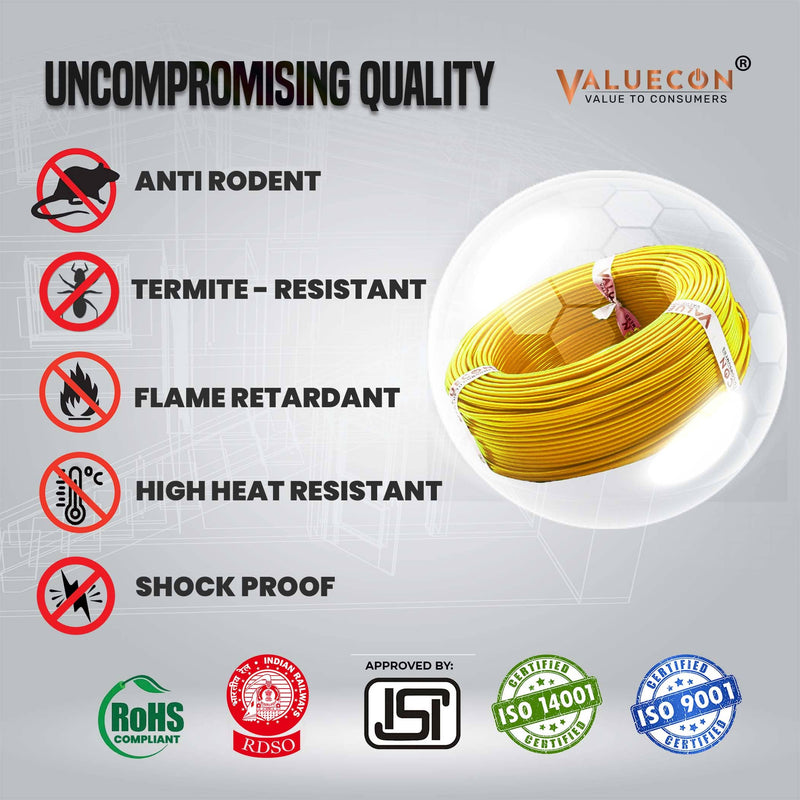 Valuecon FR-LF PVC Insulated 0.5 Sq.mm Single Core Flexible Copper Wire | IS 694:2010 Approved Cables | LEAD FREE | Home Electric Wire 90 Meters with 10 Years Warranty| Red colour (0.5 Sq.mm) Valuecon ®️