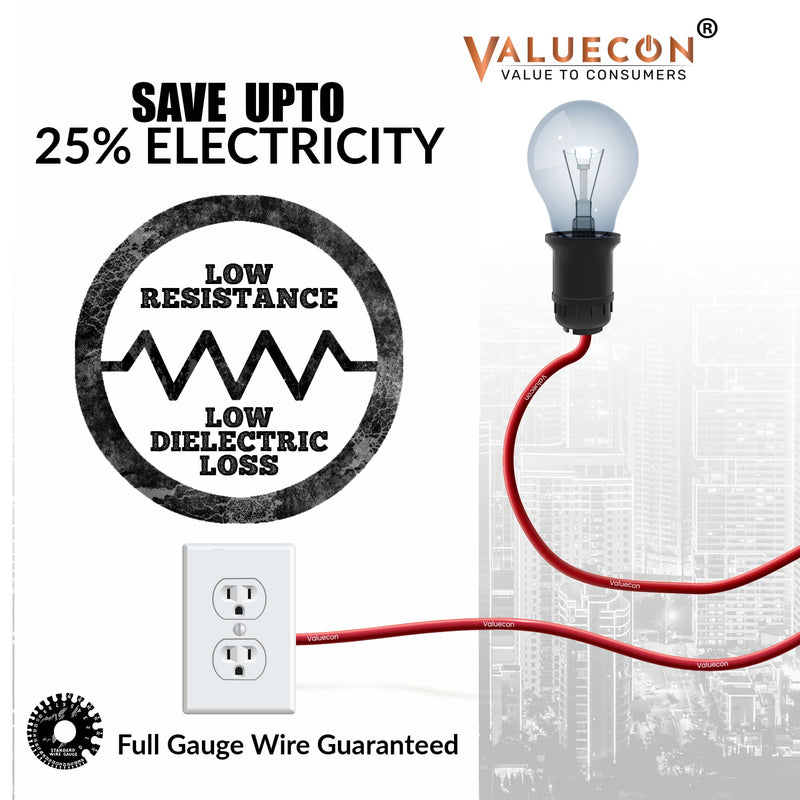 Valuecon FR-LF PVC Insulated 0.5 Sq.mm Single Core Flexible Copper Wire | IS 694:2010 Approved Cables | LEAD FREE | Home Electric Wire 90 Meters with 10 Years Warranty| Red colour (0.5 Sq.mm) Valuecon ®️