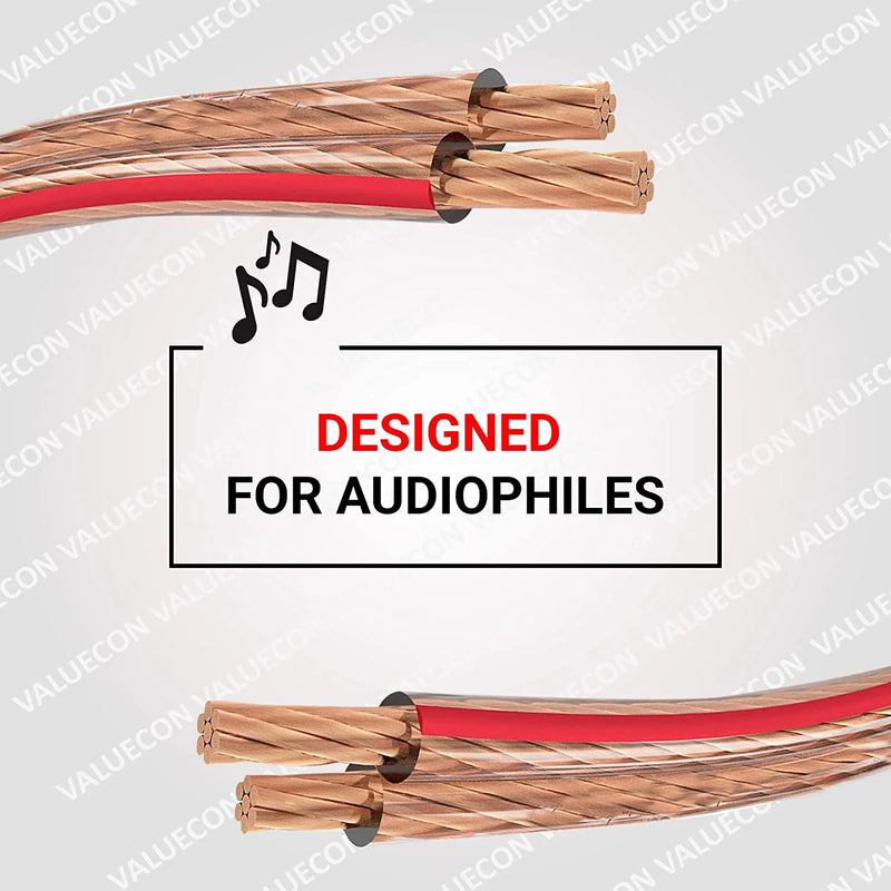 Speaker Cable | 16 AWG | Pure Oxygen Free Copper (OFC) | NO CCA | Premium Speaker Wires for Home Theater System and Home Studios | 25 Feet,50 Feet, 100 Feet | VALUECON® Valuecon®️