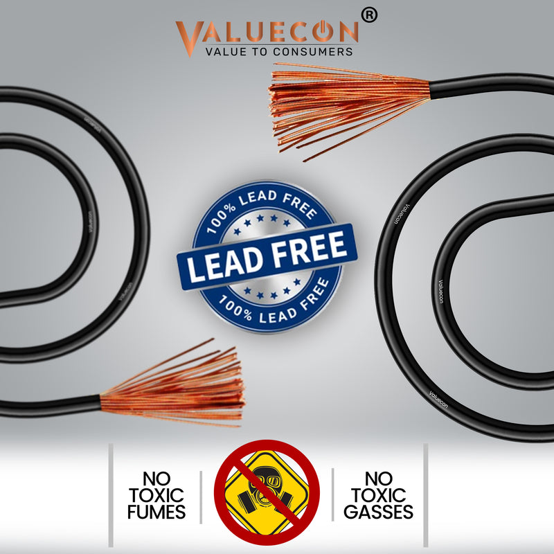 Valuecon FR-LF PVC Insulated 4 Sq. mm Single Core Flexible Copper Wire | IS 694:2010 Approved Cables | LEAD FREE | Home Electric Wire 90 Meters with 10 Years Warranty| Valuecon®️